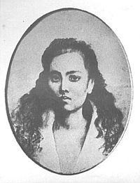 Leonor Rivera was Jose Rizal's girlfriend (sort of) before he went to Spain. She was supposedly the model for "Maria Clara", a female character in the novel "Noli Me Tangere". Maria Clara is supposedly the model that Filipinas are supposed to emulate. Alice just said, fuck them!  Photo from Wikipedia.